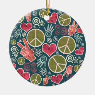 Peace Symbol Hipster Pacifism Sign Design Ceramic Ornament