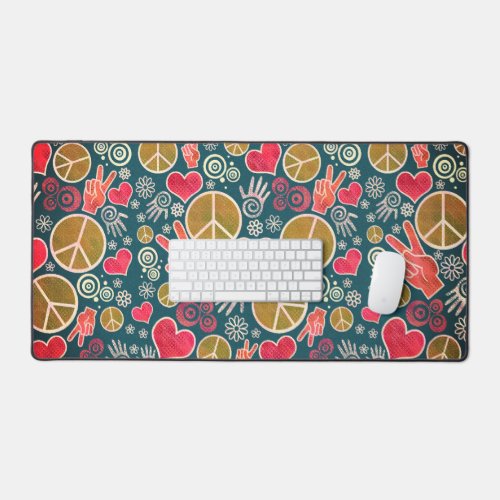 Peace Symbol Hipster Pacifism Sign Design Desk Mat