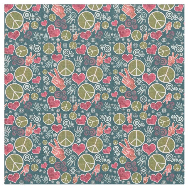 Peace Symbol Hipster Pacifism Sign Design Fabric (Close Up)