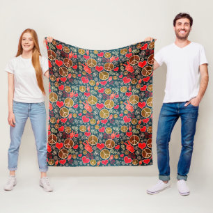Peace Symbol Hipster Pacifism Sign Design Fleece Blanket