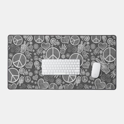 Peace Symbol Hipster Pacifism Sign Design Gray Desk Mat