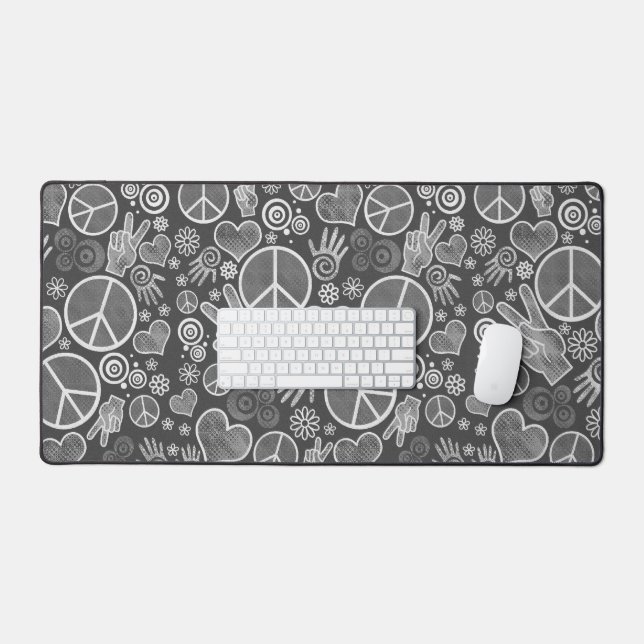 Peace Symbol Hipster Pacifism Sign Design Gray Desk Mat (Keyboard & Mouse)