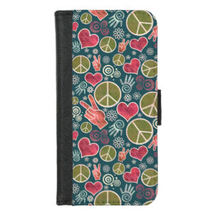 Peace Symbol Hipster Pacifism Sign Design iPhone 8/7 Wallet Case