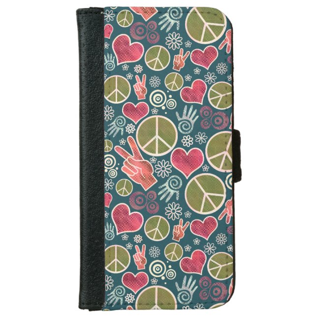 Peace Symbol Hipster Pacifism Sign Design iPhone Wallet Case (Front)