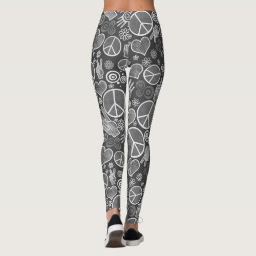 Peace Symbol Hipster Pacifism Sign Design Leggings