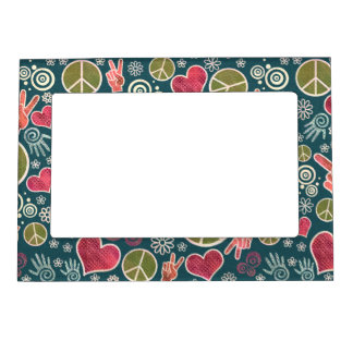 Peace Symbol Hipster Pacifism Sign Design Magnetic Frame
