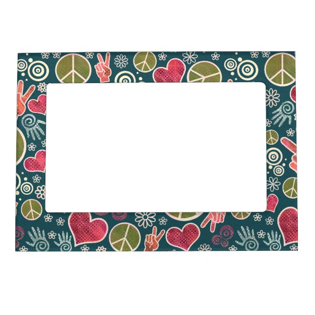 Peace Symbol Hipster Pacifism Sign Design Magnetic Frame (Front)