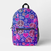 Peace Symbol Hipster Pacifism Sign Design Purple Printed Backpack (Front)