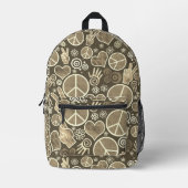 Peace Symbol Hipster Pacifism Sign Design Sepia Printed Backpack (Front)