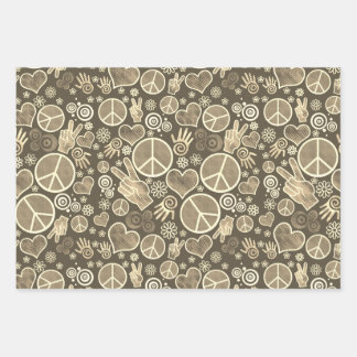 Peace Symbol Hipster Pacifism Sign Design | Sepia Wrapping Paper Sheets