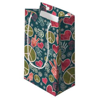 Peace Symbol Hipster Pacifism Sign Design Small Gift Bag