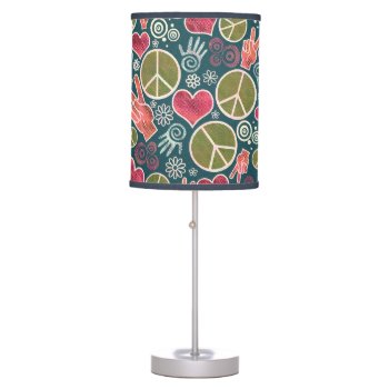 Peace Symbol Hipster Pacifism Sign Design Table Lamp by ironydesigns at Zazzle