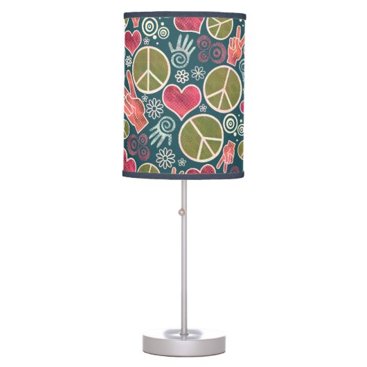 Peace Symbol Hipster Pacifism Sign Design Table Lamp (Front)