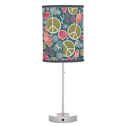 Peace Symbol Hipster Pacifism Sign Design Table Lamp (Back)