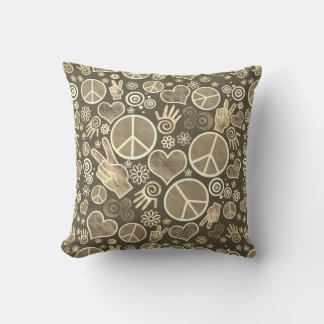 Peace Symbol Hipster Pacifism Sign Design Throw Pillow