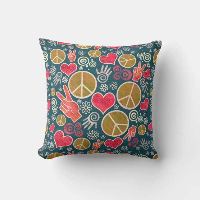 Peace Symbol Hipster Pacifism Sign Design Throw Pillow (Front)