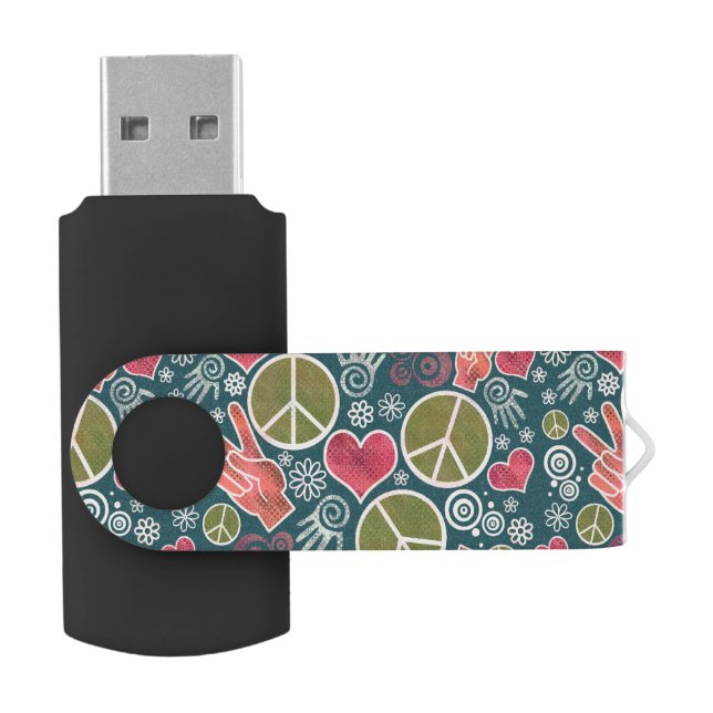 Peace Symbol Hipster Pacifism Sign Design USB Flash Drive (Opened)