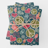 Peace Symbol Hipster Pacifism Sign Design Wrapping Paper Sheets (In situ)
