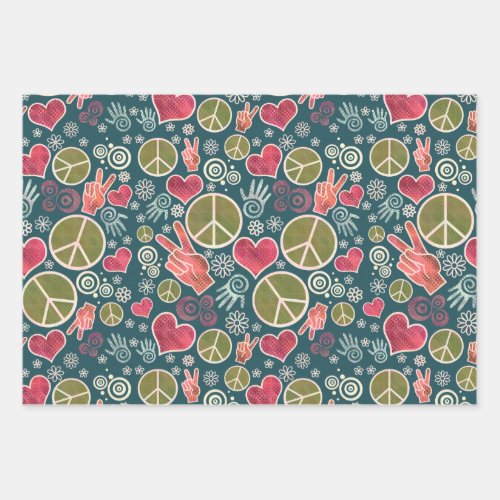 Peace Symbol Hipster Pacifism Sign Design Wrapping Paper Sheets