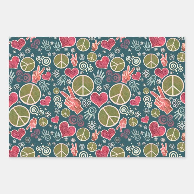 Peace Symbol Hipster Pacifism Sign Design Wrapping Paper Sheets (Front)