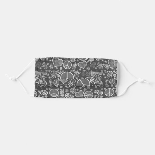 Peace Symbol Hipster Pacifism Sign Gray Adult Cloth Face Mask (Front, Folded)