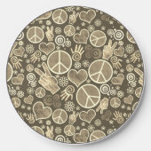 Peace Symbol Hipster Pacifism Sign Sepia Wireless Charger (Front)