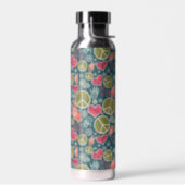 Peace Symbol Hipster Pacifism Sign Water Bottle (Left)
