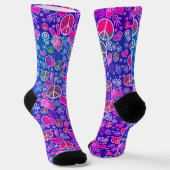Peace Symbol Hipster Pacifism Signs Socks (Angled)