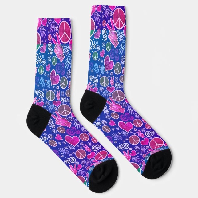 Peace Symbol Hipster Pacifism Signs Socks (Right)