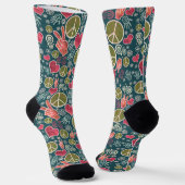 Peace Symbol Hipster Pacifism Signs Socks (Angled)