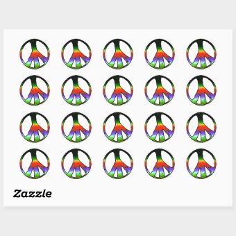 Peace Symbol in Rainbow Glitter Classic Round Sticker | Zazzle