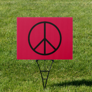 Peace Symbol Large Red Blue Yard Sign