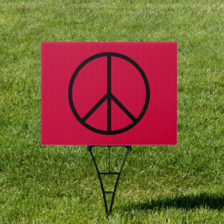 Peace Symbol Large Red Blue Yard Sign