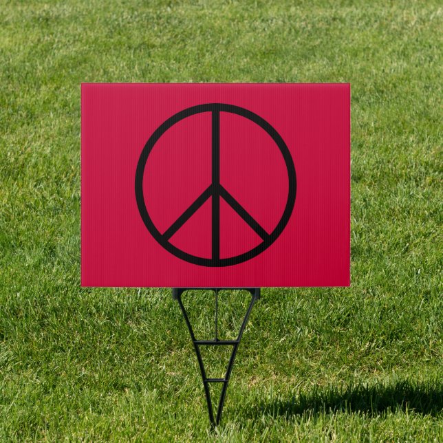Peace Symbol Large Red Blue Yard Sign (Insitu)