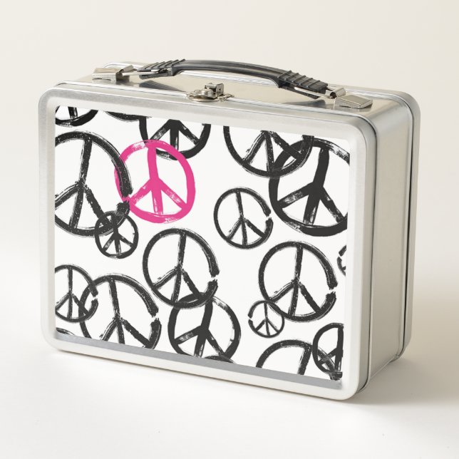 Peace symbol metal lunch box (Front)