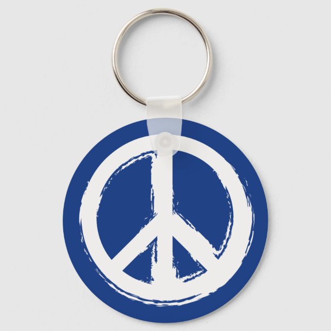 Peace Symbol on Blue Keychain (Front)