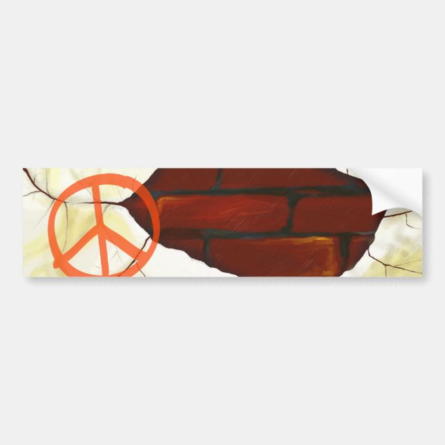 Peace symbol on wall, bumper sticker (Front)
