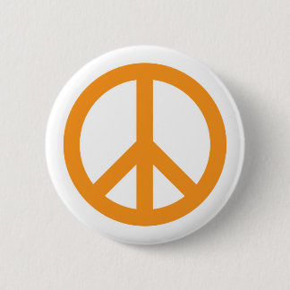 Peace Symbol - Orange Button