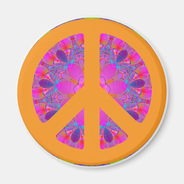 Peace Symbol, psychedelic design Magnet (Front)