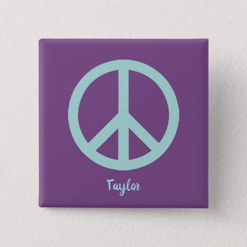 Peace Symbol Purple and Blue Button