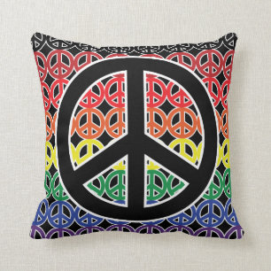 Peace Symbol Rainbow Lineup Throw Pillow