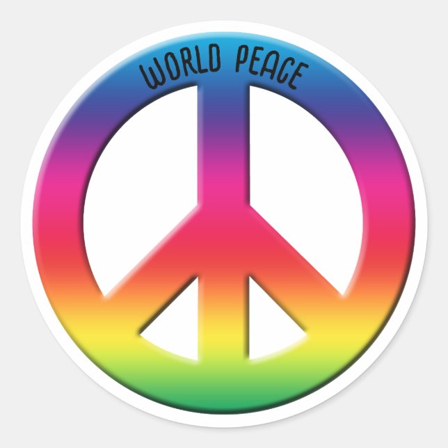 Peace Symbol Rainbow Spectrum, Power of Peace Classic Round Sticker (Front)