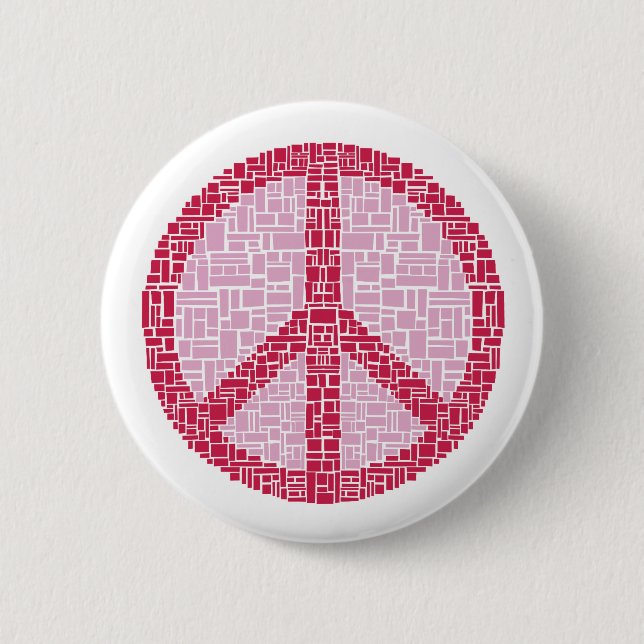 Peace Symbol (Red) Pinback Button (Front)