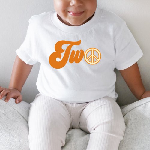 Peace Symbol Retro 70s Orange Two 2nd Birthday Toddler T_shirt