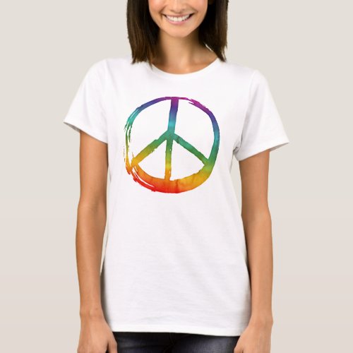 PEACE Symbol sign _ 1960s Colorful Hippie Tie_Dye T_Shirt