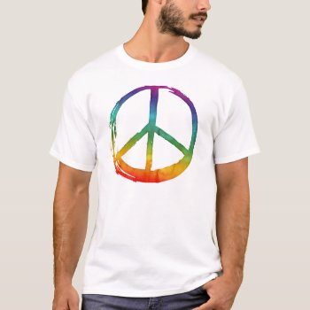 Peace Symbol Sign - 1960s No War Hippie Tie-dye T-shirt by 26_Characters at Zazzle