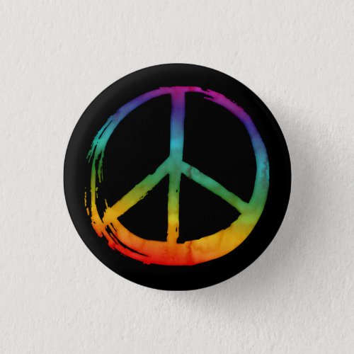 PEACE Symbol sign _ 60s Anti_War Hippie Tie_Dye Button
