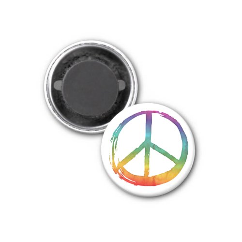 PEACE Symbol sign _ 60s Colorful Hippie Tie_Dye Magnet