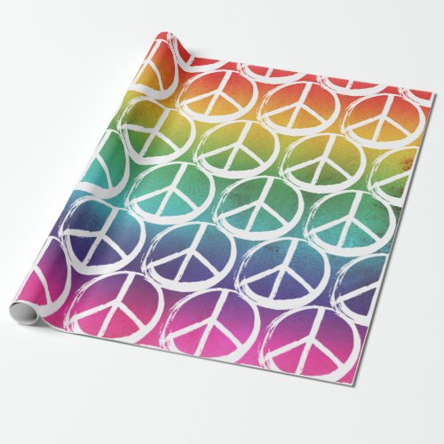 PEACE Symbol sign _ 60s Colorful Hippie Tie_Dye Wrapping Paper