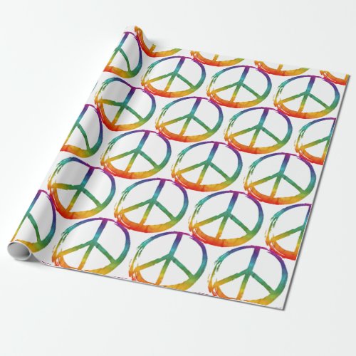 PEACE Symbol sign _ 60s Colorful Hippie Tie_Dye Wrapping Paper